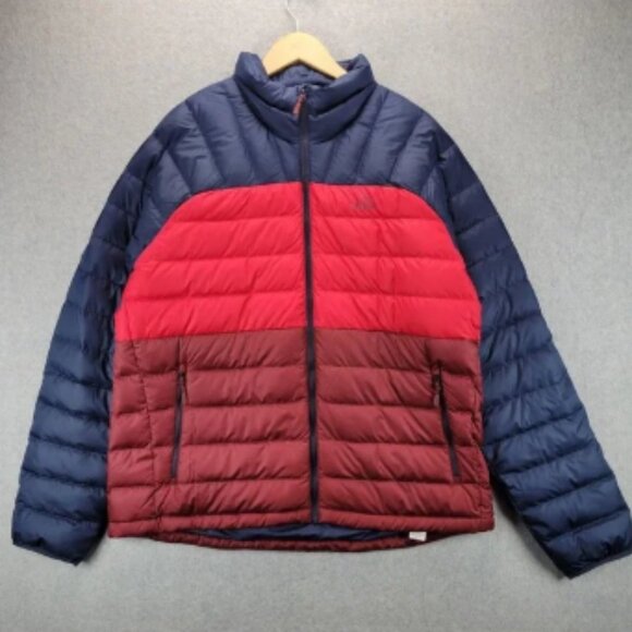 NWT LL Bean Men Bean's 650 Down Jacket Colorblock Burgundy Nautical Navy XL - Picture 1 of 11